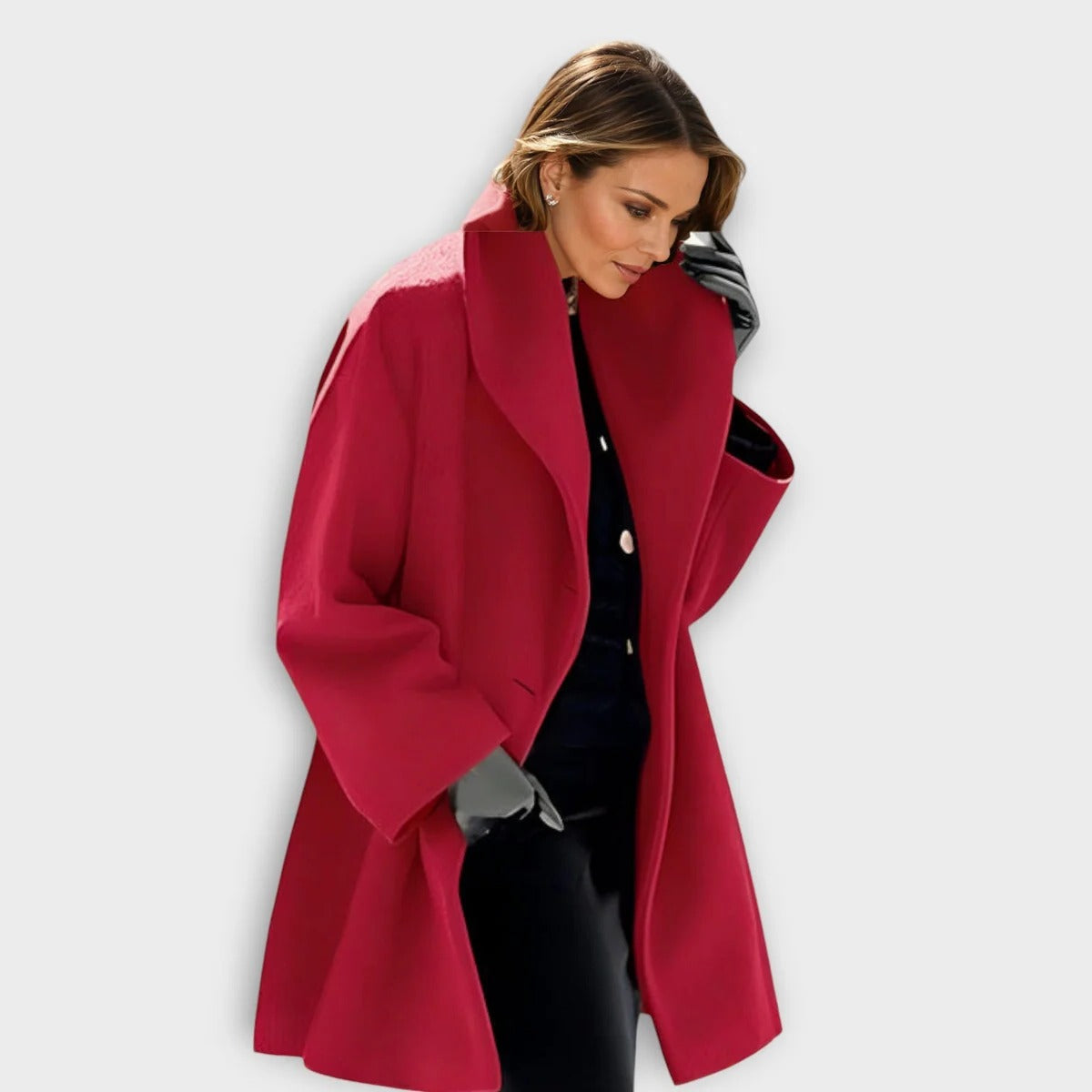 Women's Wool Coat with Wind-Resistant Outer and Tailored Mid-Length Fit, Soft Lining