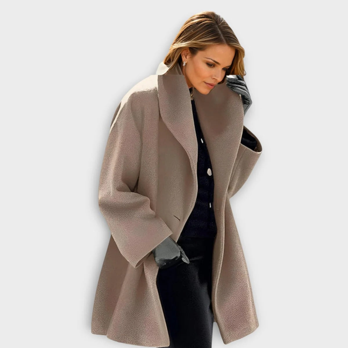 Women's Wool Coat with Wind-Resistant Shell and Soft Thermal Lining, Tailored Fit