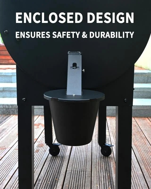 Grill Grease Collector with Fitted Lid and Reusable Liner, Toolless Attachment