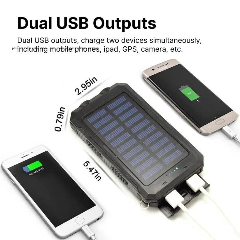 Solar Power Bank with 500000mAh Capacity and Dual USB Outputs, IP44 Water Resistant Zolana