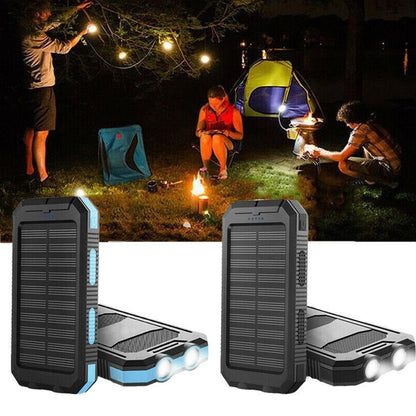 Solar Power Bank with 10000mAh Battery and Dual USB Ports, Integrated LED Flashlights