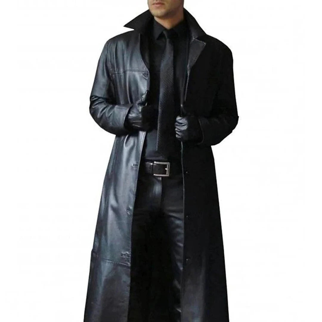 Men's Leather Coat with Tailored Fit and Lightweight Thermal Lining, Full-Grain Leather Zolana