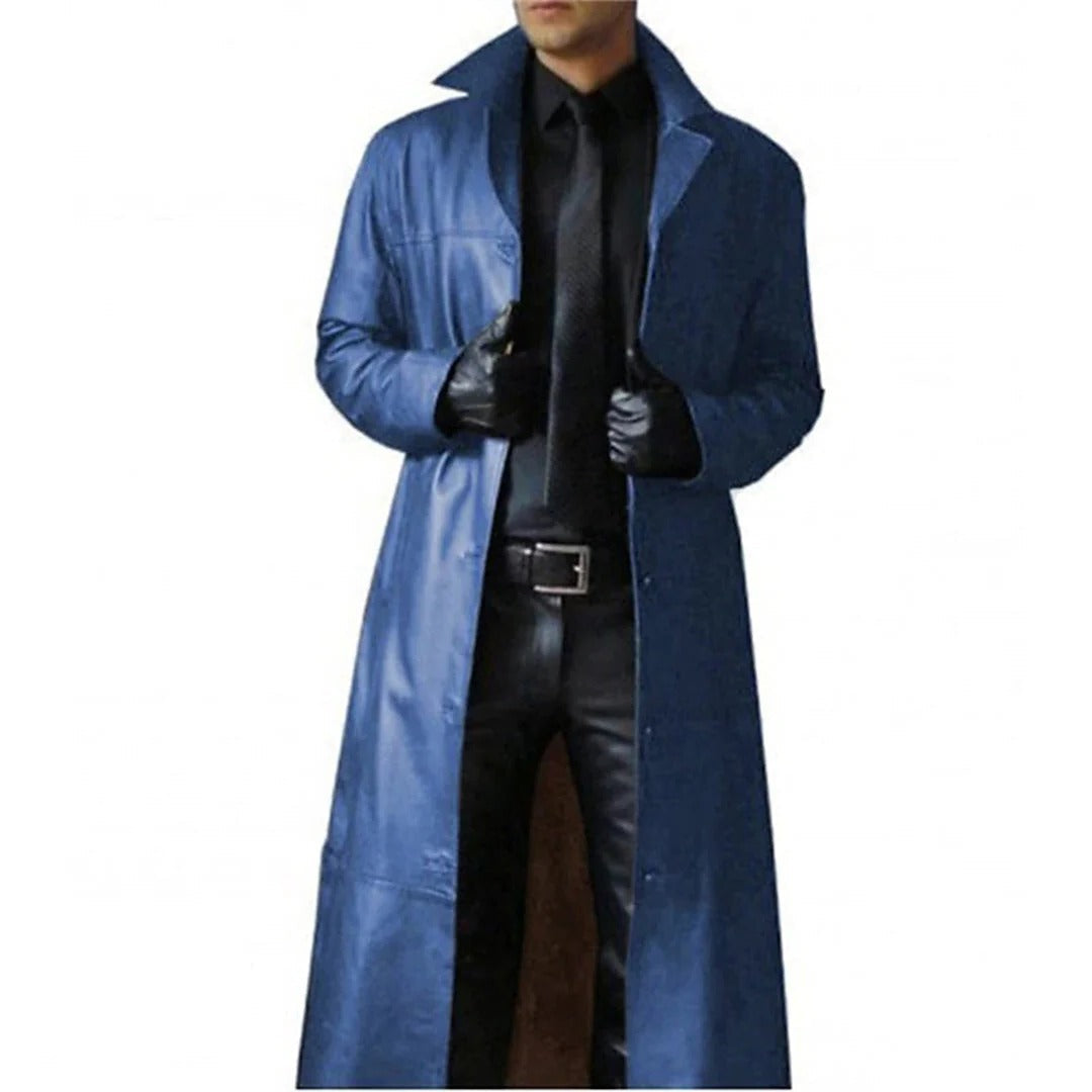 Men's Leather Coat with Full Grain Leather and Lightweight Insulation, Tailored Fit