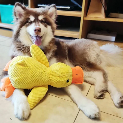 Plush Squeaky Dog Toy with Deep Low Quack and Soft Washable Body, 9.8 x 8.6 in Zolana