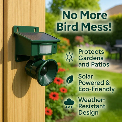 Motion-Activated Bird Repellent with Solar Power and PIR Sensor, Weather-Resistant