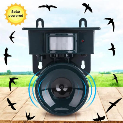 Solar Motion Bird Repeller with PIR Sensor and Adjustable Sound, Weather Resistant