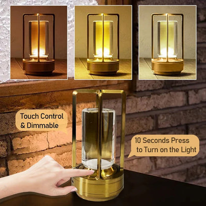 Rechargeable Table Lamp with Touch Dimming and Adjustable Color Temp, Splash-Resistant