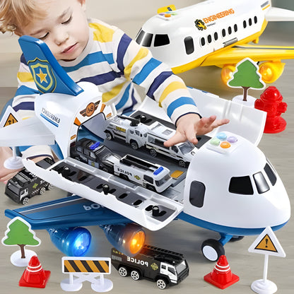 Airport Playset with Friction-Powered Airplane and Toy Crane, 20 Pieces for Ages 3-12 Zolana