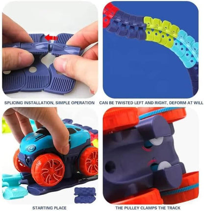 Glow in the Dark Race Track with Flexible Snap-Together Track and Anti-Tip Car for Kids Zolana