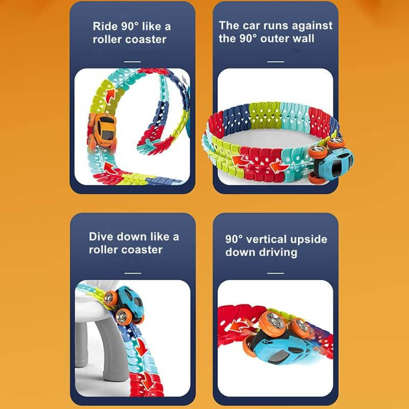 Glow in the Dark Race Track with Flexible Snap-Together Track and Anti-Tip Car for Kids Zolana
