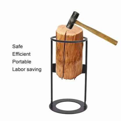Manual Log Splitter with Cast Iron Fixed Wedge and Reinforced Wide Base, Portable Handle Zolana