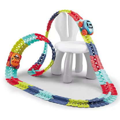 Glow in the Dark Race Track with Flexible Snap-Together Track and Anti-Tip Car for Kids Zolana