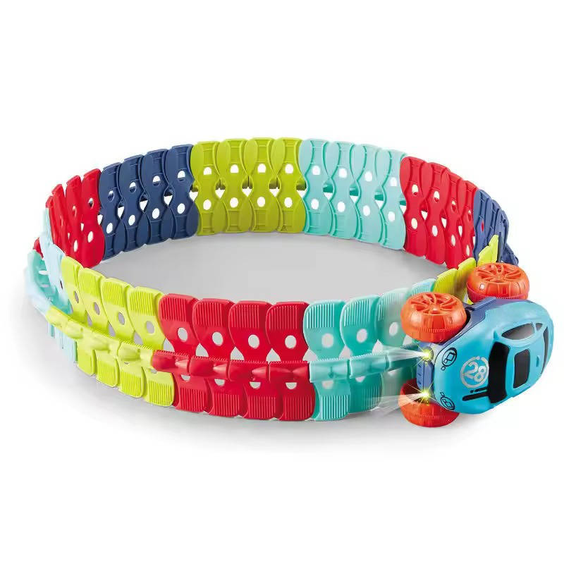 Glow in the Dark Race Track with Flexible Snap-Together Track and Anti-Tip Car for Kids Zolana