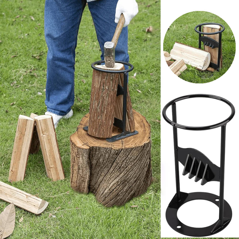 Manual Log Splitter with Cast Iron Fixed Wedge and Reinforced Wide Base, Portable Handle Zolana