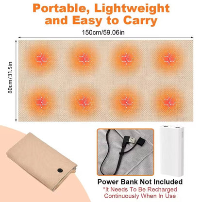 Heated Shawl with USB-C Power and Eight-Zone Carbon Fiber Heating, Zipper Closure Zolana