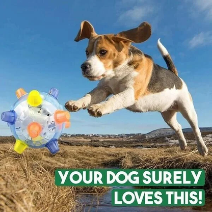Interactive Jumping Dog Toy with Random Motion and Lights, USB Rechargeable