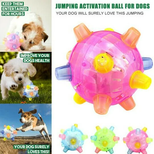Interactive Dog Ball with Random Hopping Motion and LED Lights, USB Rechargeable