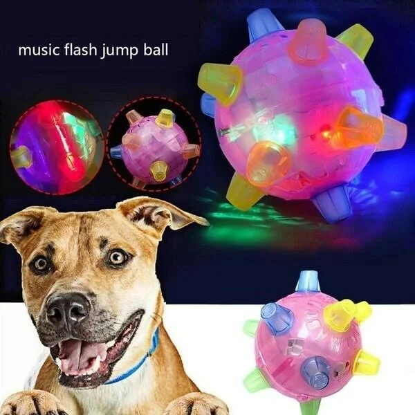 Interactive Dog Ball with Random Hopping Motion and LED Lights, USB Rechargeable