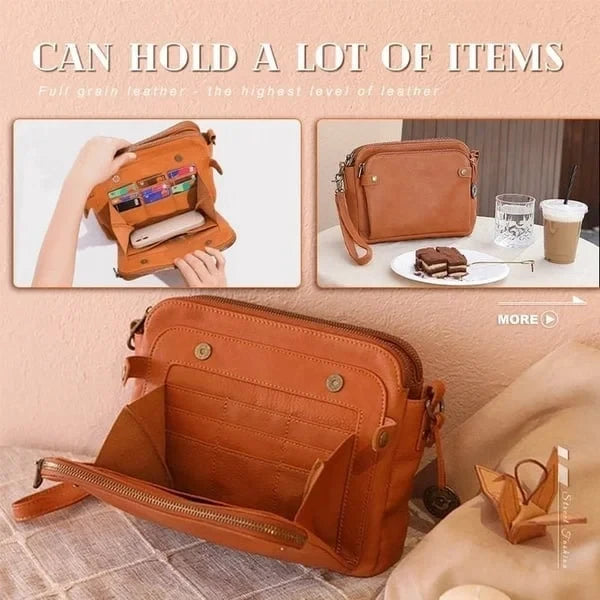 Leather Crossbody Bag with RFID Wallet and Detachable Strap, Fits 9.7-Inch Tablet Zolana