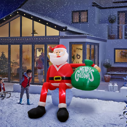 8-Foot Santa Inflatable with LED Illumination and Climbing Pose, Outdoor Holiday Display