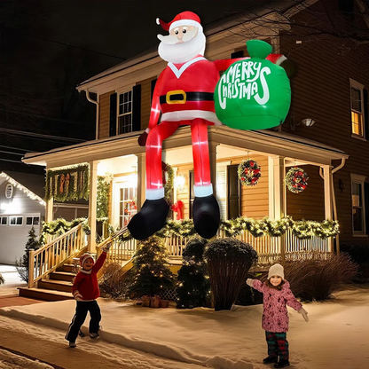 8-Foot Santa Inflatable with LED Illumination and Climbing Pose, Outdoor Holiday Display