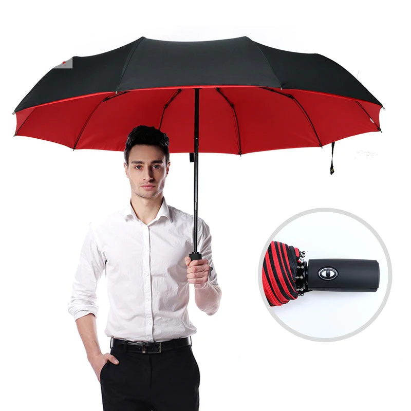 Travel Umbrella with Automatic One-Hand Open and Wind-Resistant Flexible Ribs, Compact Fold Zolana