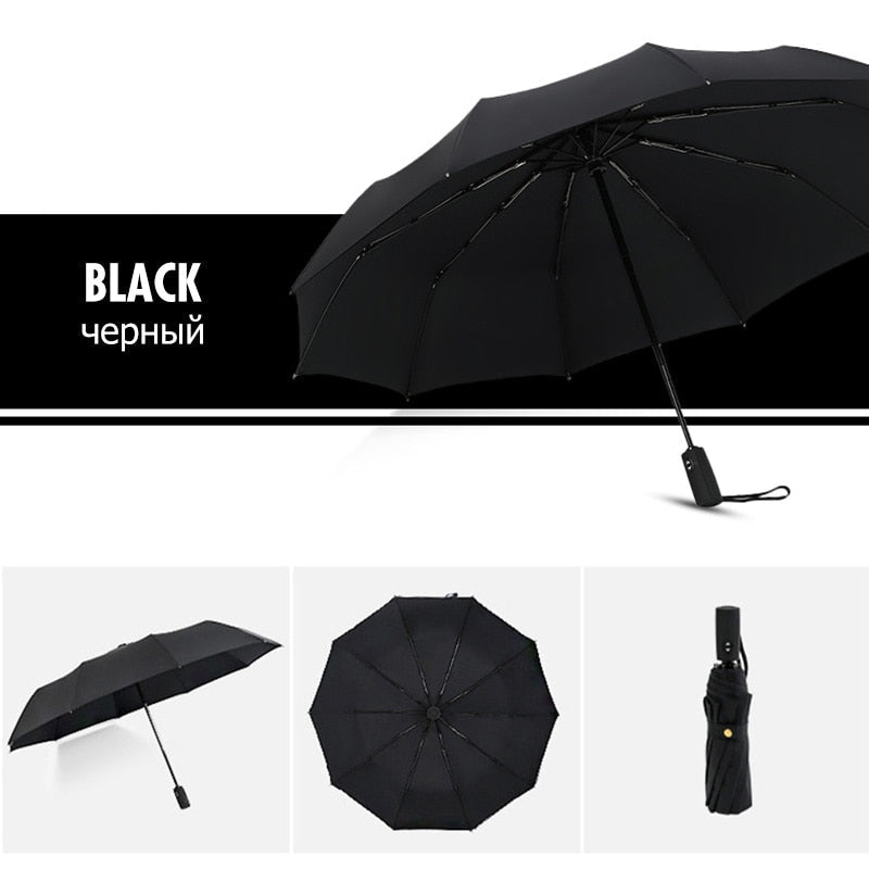 Travel Umbrella with Automatic One-Hand Open and Wind-Resistant Flexible Ribs, Compact Fold Zolana