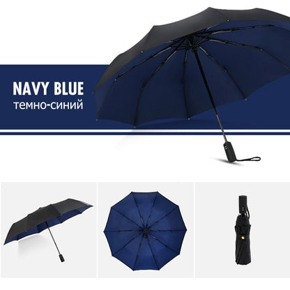 Travel Umbrella with Automatic One-Hand Open and Wind-Resistant Flexible Ribs, Compact Fold Zolana