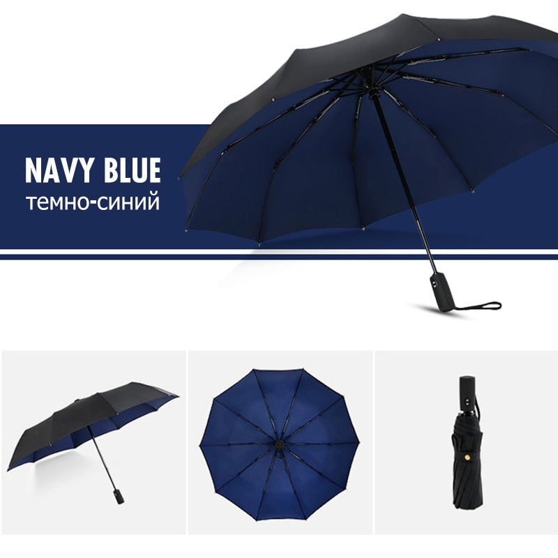 Compact Windproof Umbrella with Automatic One-Hand Open and Vented Canopy, 42in