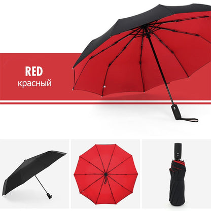 Travel Umbrella with Automatic One-Hand Open and Wind-Resistant Flexible Ribs, Compact Fold Zolana
