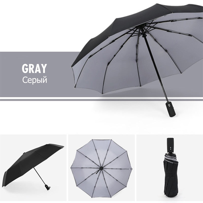 Travel Umbrella with Automatic One-Hand Open and Wind-Resistant Flexible Ribs, Compact Fold Zolana
