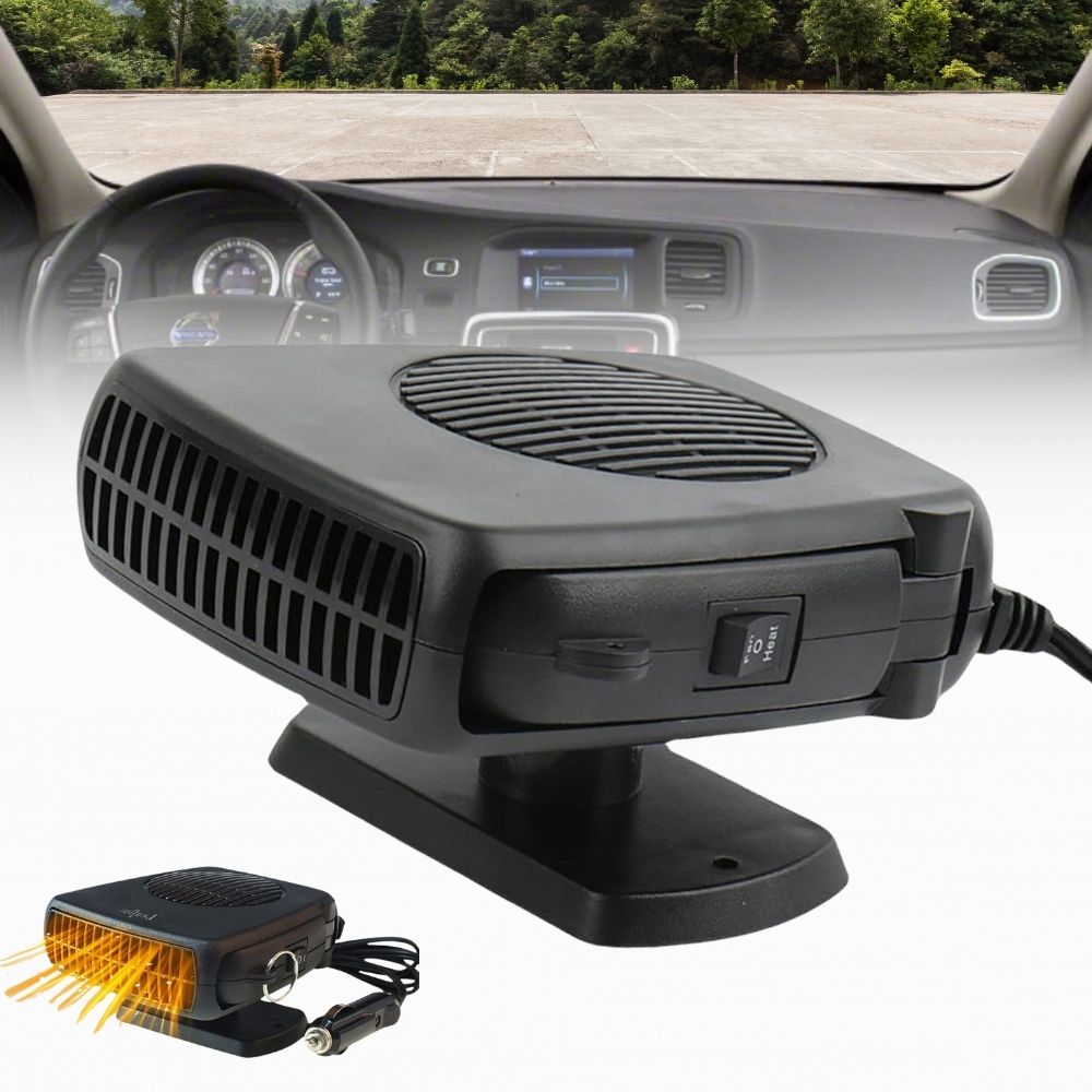12V Car Heater with Ceramic Heating Element and Fan-Only Mode, 55.1in Cable