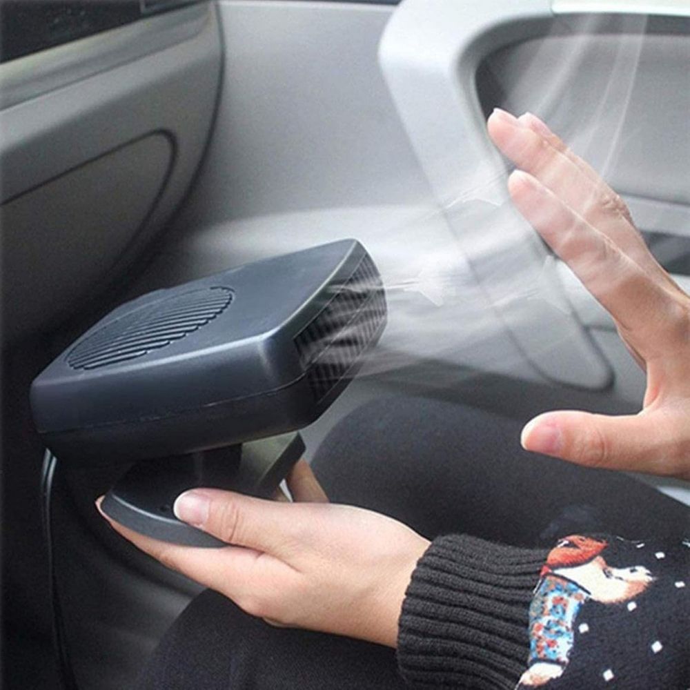 12V Car Heater with Ceramic Heating Element and Fan-Only Mode, 55.1in Cable