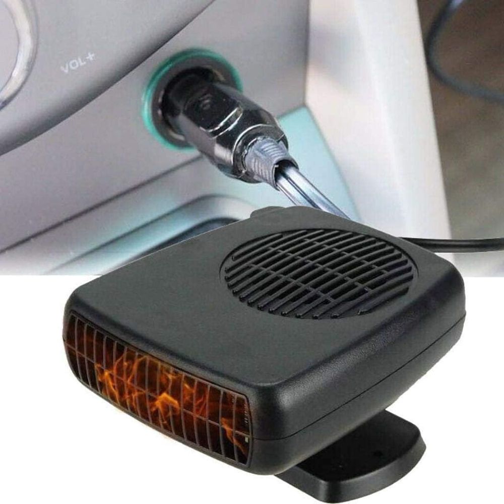 12V Car Heater with Ceramic Heating Element and Quiet Fan, 150–300W Compact Dash Unit