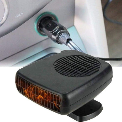 12V Car Heater with Ceramic Heating Element and Quiet Fan, 150–300W Compact Dash Unit