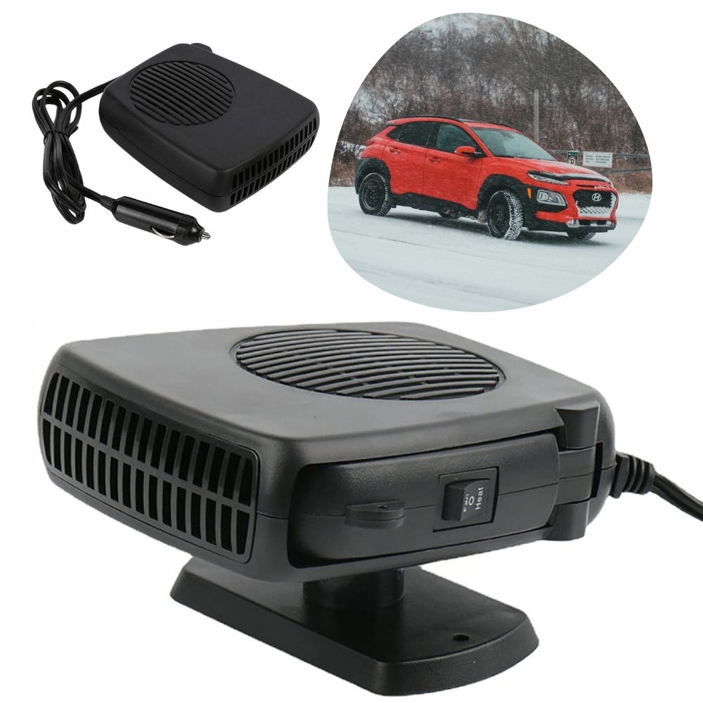 12V Car Heater with Ceramic Heating Element and Fan-Only Mode, 55.1in Cable
