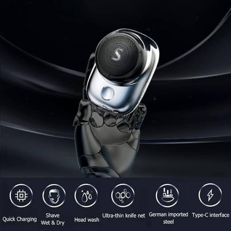 Portable Electric Shaver with Stainless Steel Foil and USB Charging, Wet Dry Travel Size