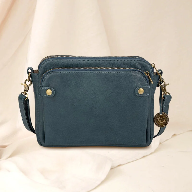 Leather Crossbody Bag with RFID-Blocking Wallet and Detachable Strap