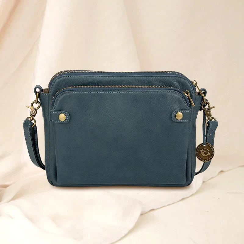 Leather Crossbody Bag with RFID Wallet and Detachable Strap, Fits 9.7-Inch Tablet Zolana