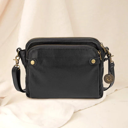 Leather Crossbody Bag with RFID Wallet and Detachable Strap, Fits 9.7-Inch Tablet Zolana