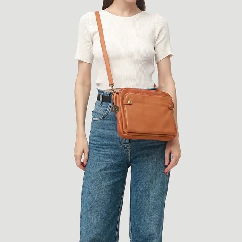 Leather Crossbody Bag with RFID Wallet and Detachable Strap, Fits 9.7-Inch Tablet Zolana