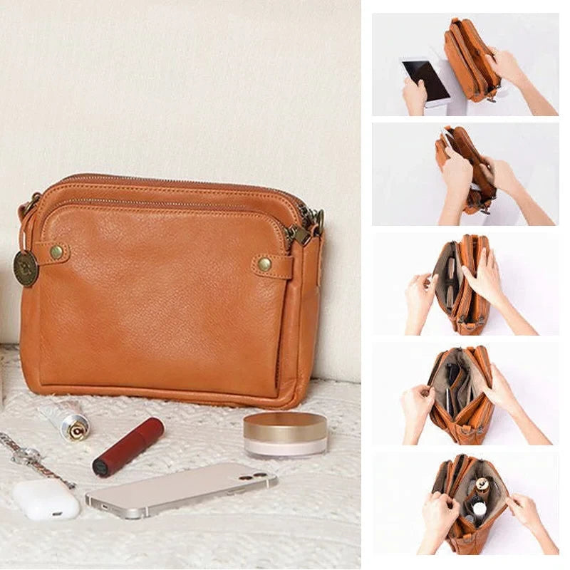 Leather Crossbody Bag with RFID Wallet and Detachable Strap, Fits 9.7-Inch Tablet Zolana