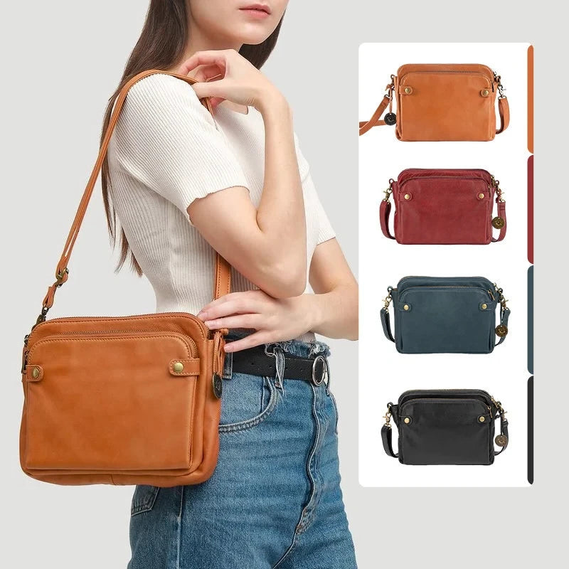 Leather Crossbody Bag with RFID Wallet and Detachable Strap, Fits 9.7-Inch Tablet Zolana