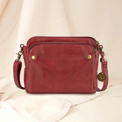 Leather Crossbody Bag with RFID Wallet and Detachable Strap, Fits 9.7-Inch Tablet Zolana