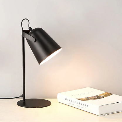 Table Lamp with Macaron Bucket Shade and Iron Body, Plug-In Bedside Light Zolana