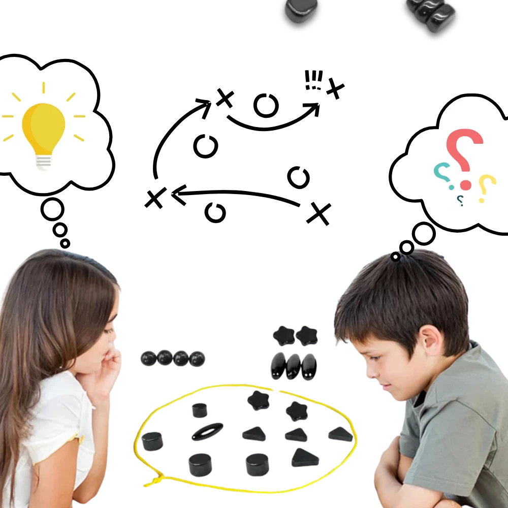 Magnetic Strategy Game with Adjustable Rope Boundary and 20 Magnetic Pieces, Portable Bag Zolana