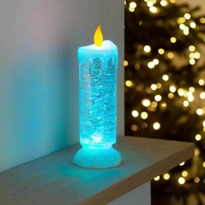 LED Glitter Candle with Color-Changing Rotating Light and USB/Battery Power Zolana