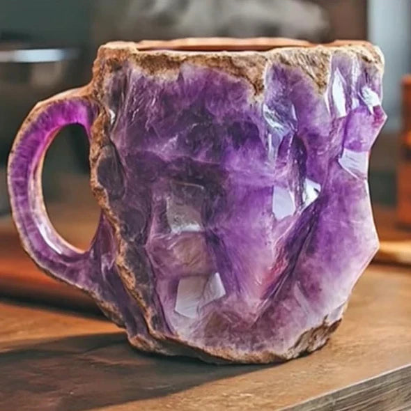 Crystal Coffee Mug with Faceted Gem-Like Finish and Comfortable Handle, 10.14 Fl Oz Zolana