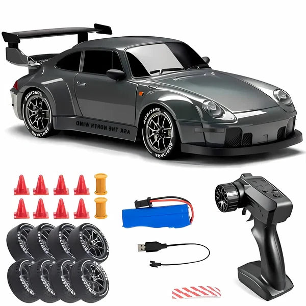 RC Drift Car with Four-Wheel Drive and LED Lights, Removable PVC Shell Zolana