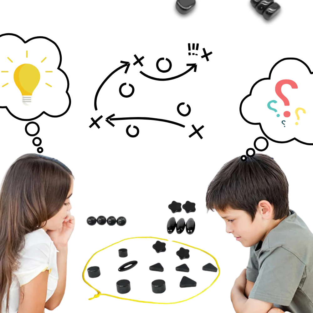 Magnetic Strategy Game with Rope Boundary and 20 Magnetic Pieces, Portable Storage Bag